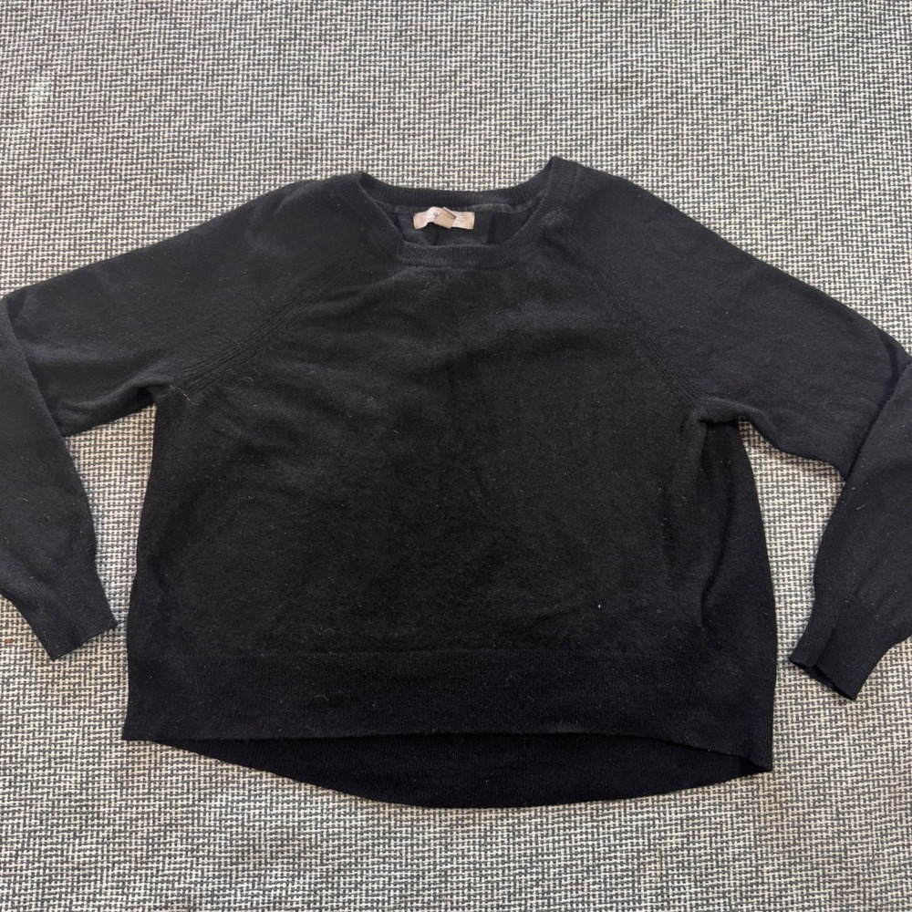 Banana Republic Womens Black Cashmere Blend Crewneck Raglan Sweater Size L